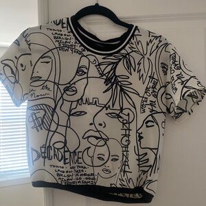 Cute black and white crop top